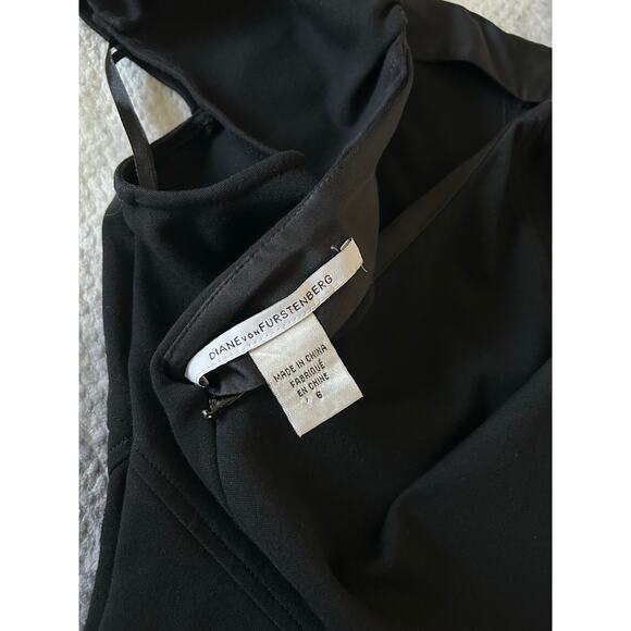 Diane Von Furstenberg Cap Sleeve Helen Midi V Neck Back Black Dress Size 6 Small - Picture 11 of 14